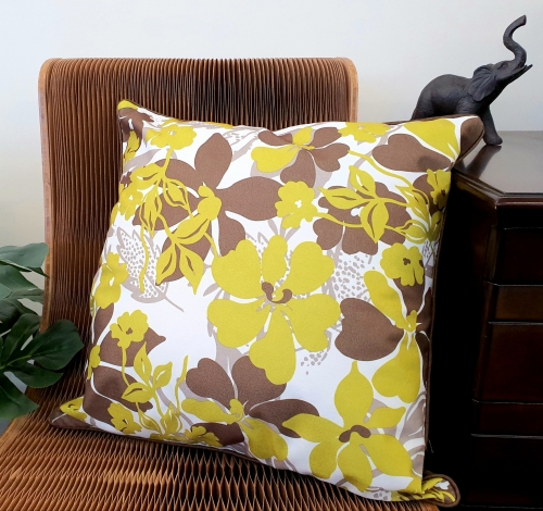 HOM-909 - Yellow floral cushion case 45x45cm