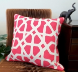 HOM-905 - Red/white abstract cushion 45cmx45cm